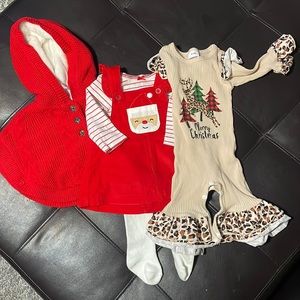 Baby girl Christmas Bundle 0-3 months NWOT